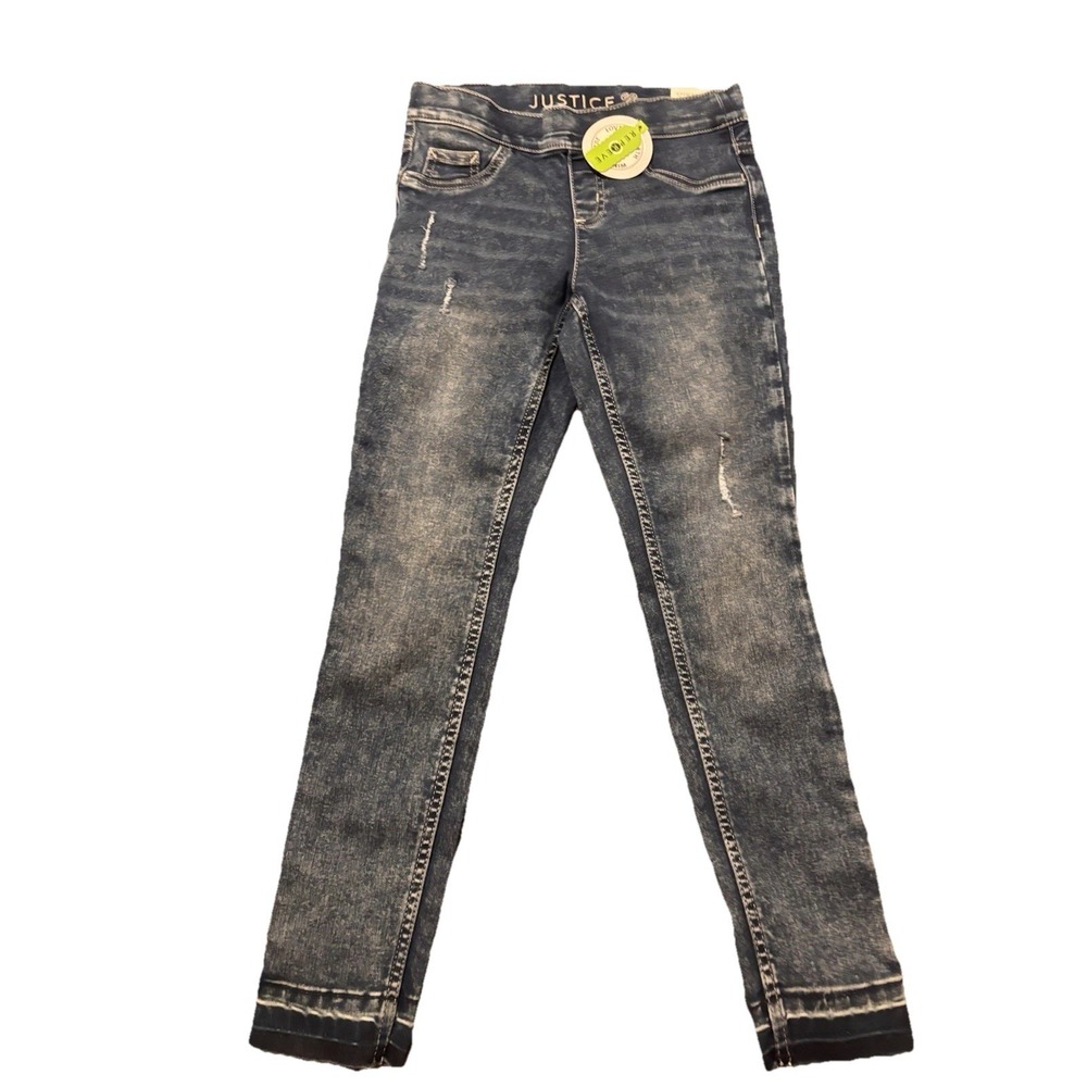 justice jeans girls size 10 Denim Leggings distressed stretch denim blue NWT